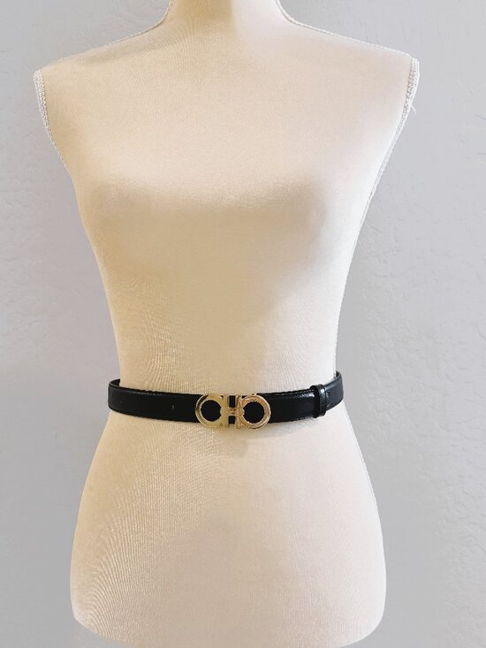 Salvatore Ferragamo Skinny Leather Belt Blue Size: S main image 9